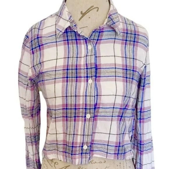 Vans Womens Button Down Shirt Size Small Plaid Crop Rodeo Festival Western - Picture 4 of 12